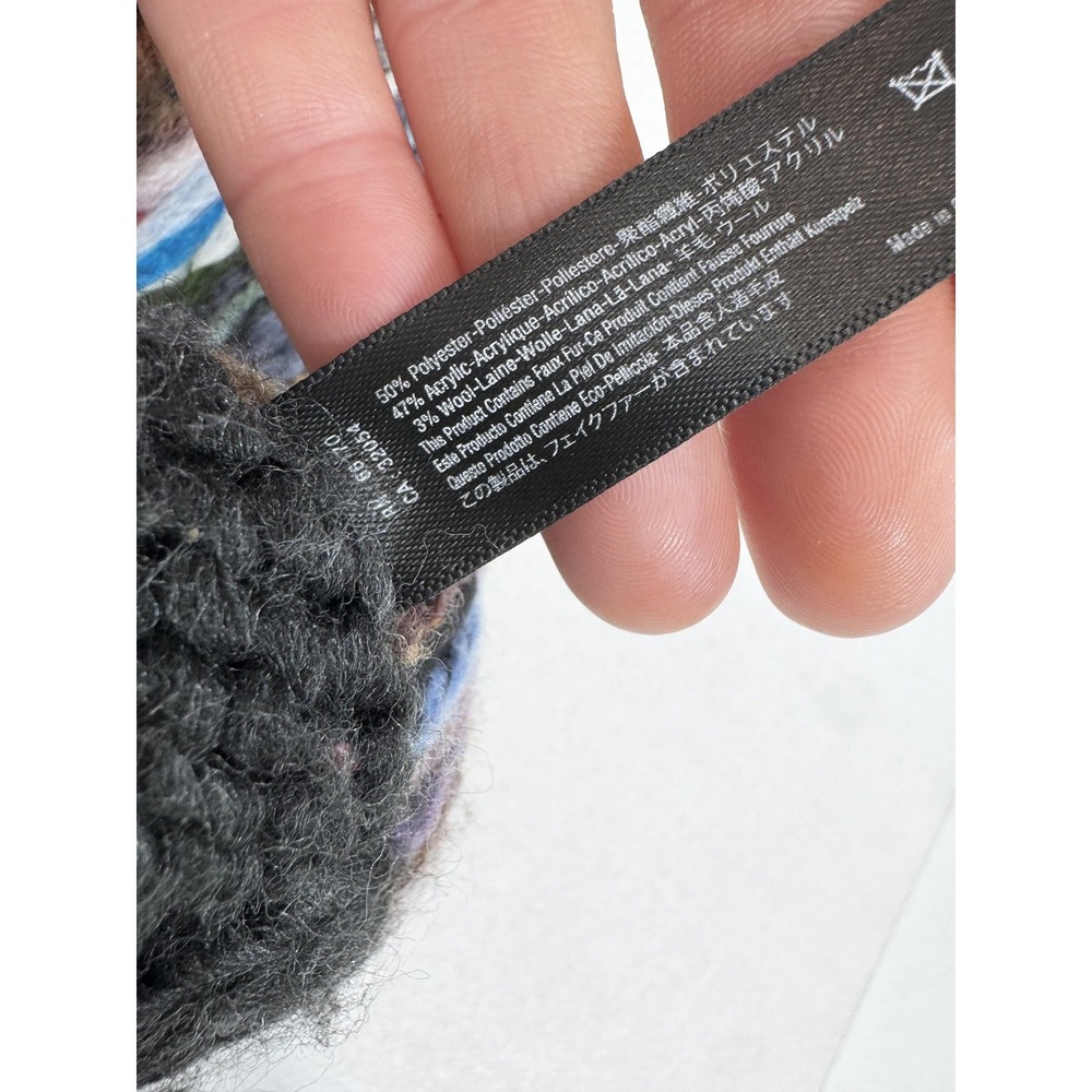 Patchwork Faux Fur Knit Scarf Womens One Size Gray Black Multicolor Winter - Picture 4 of 5